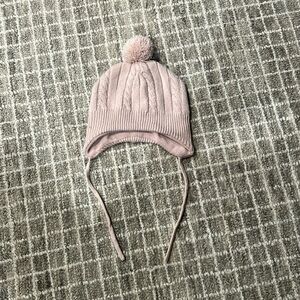 Baby Girl Fleece Lined Knit Hat, 9-12 months